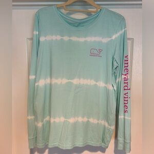 Vineyard Vines Aqua Tie-Dye Long Sleeve Tee-Women’s size M